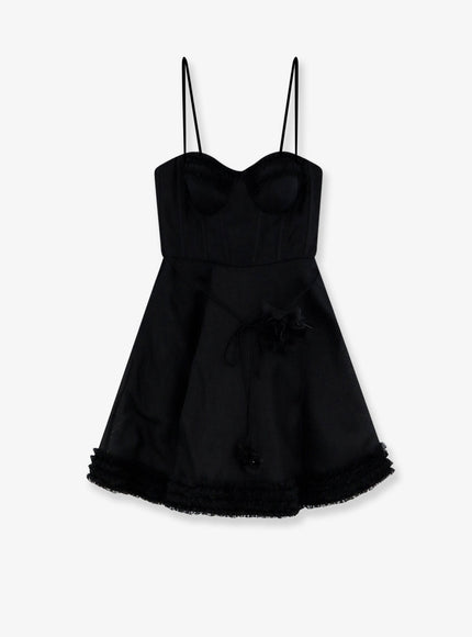 Zimmermann Luna Linen And Silk Blend Mini Dress Black