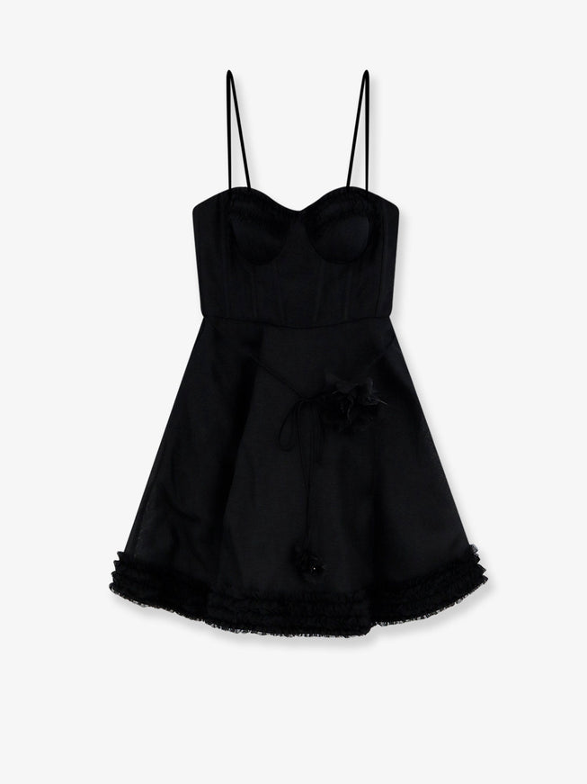 Zimmermann Luna Linen And Silk Blend Mini Dress Black