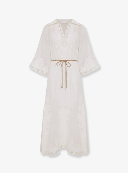 Zimmermann Indra Long Ramie Dress Ivory