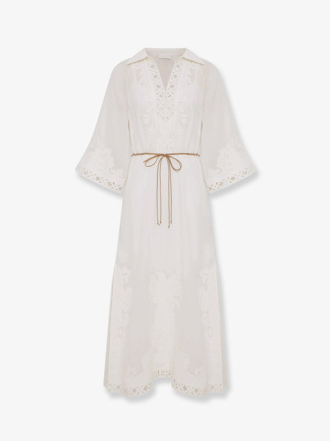 Zimmermann Indra Long Ramie Dress Ivory