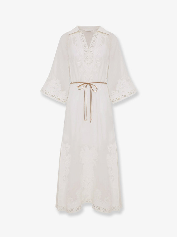 Zimmermann Indra Long Ramie Dress Ivory