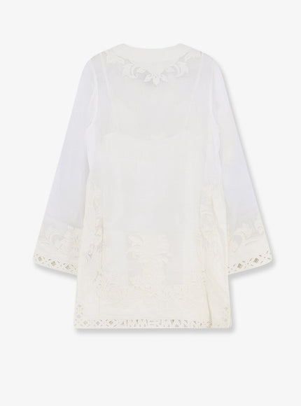 Zimmermann Indra Ramie Long Dress With All-Over Embroidery