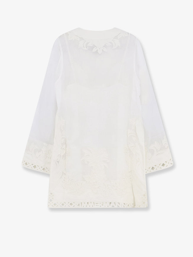 Zimmermann Indra Ramie Long Dress With All-Over Embroidery