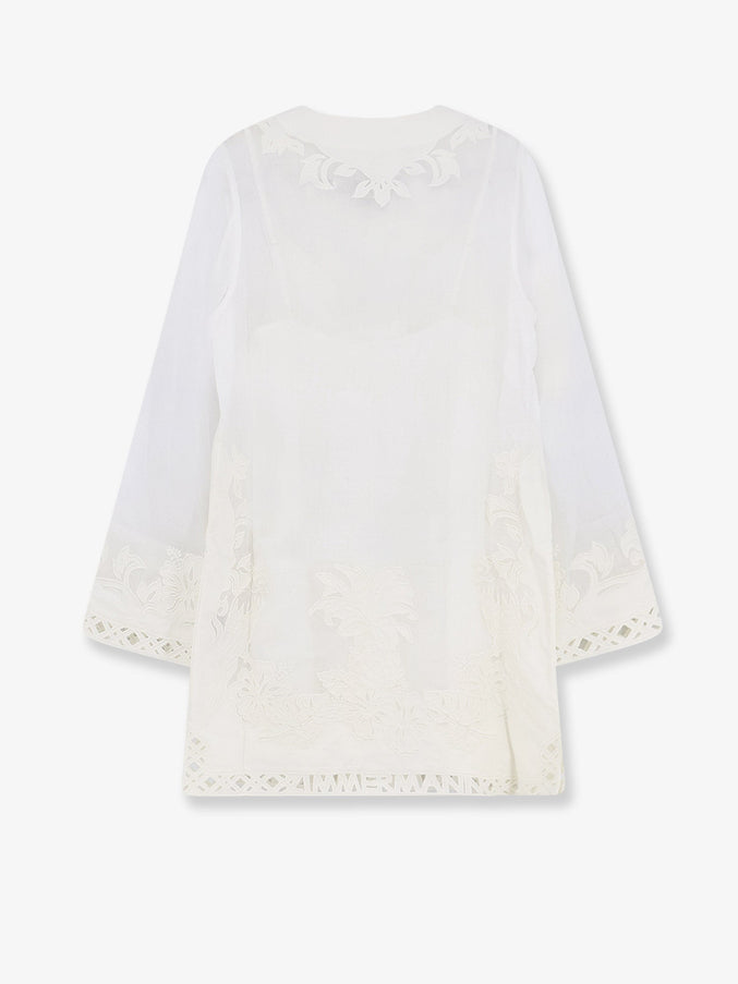 Zimmermann Indra Ramie Long Dress With All-Over Embroidery