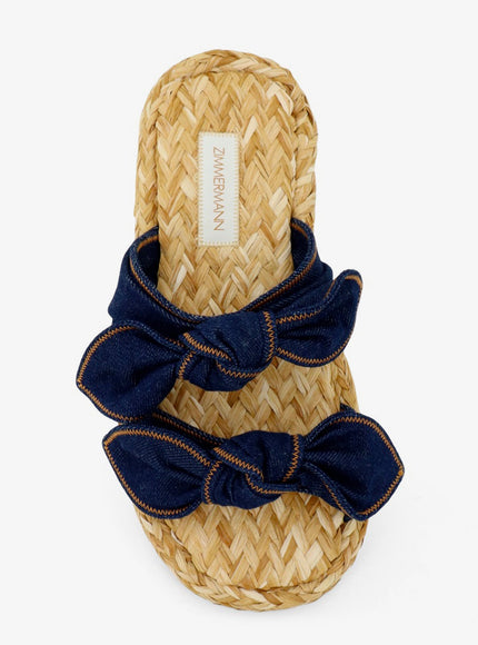 Zimmermann Carousel Raffia And Denim Sandals