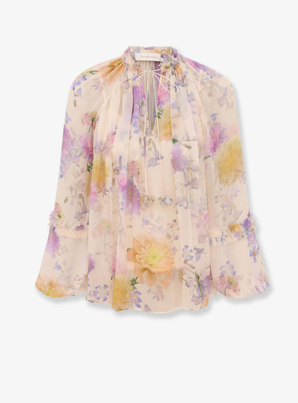 Zimmermann Luna Viscose Shirt With Floral Print Cream