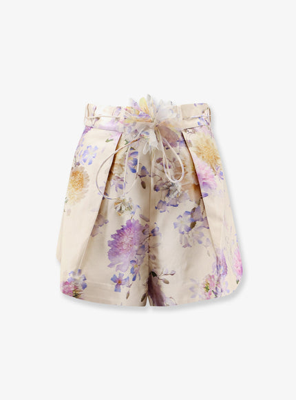 Zimmermann Luna Silk And Cotton Shorts Cream