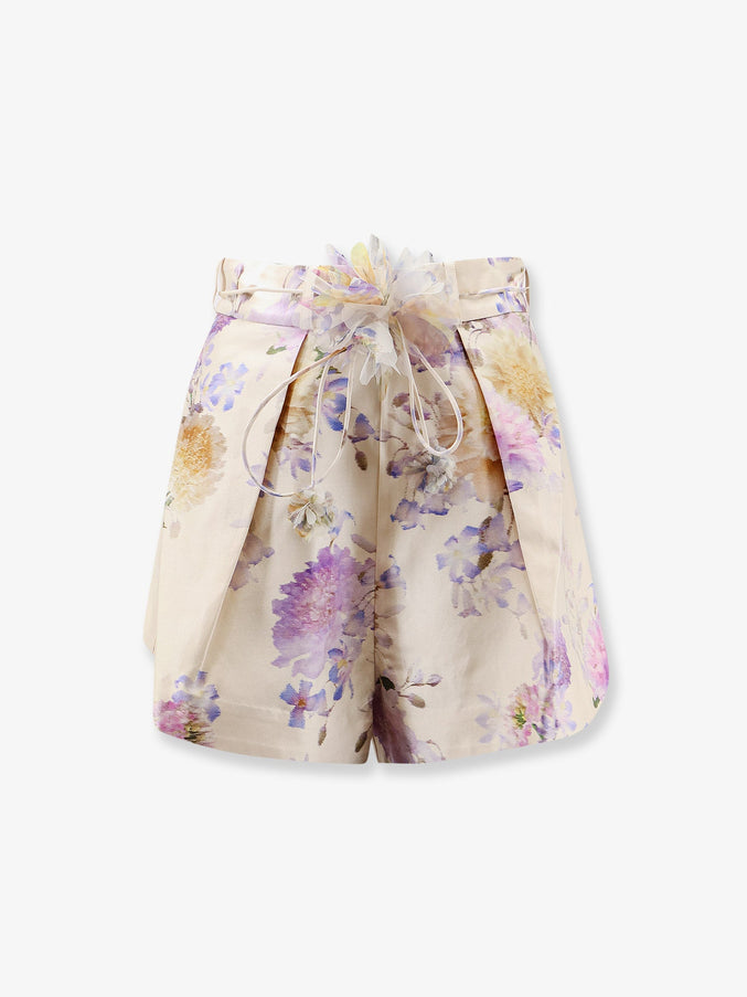 Zimmermann Luna Silk And Cotton Shorts Cream