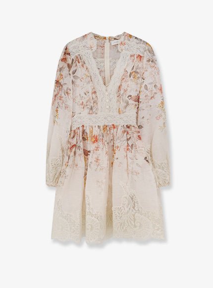 Zimmermann Luna Linen And Silk Dress Creamsongbird