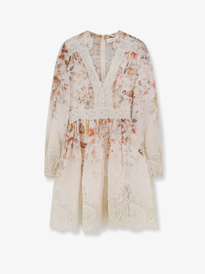 Zimmermann Luna Linen And Silk Dress Creamsongbird