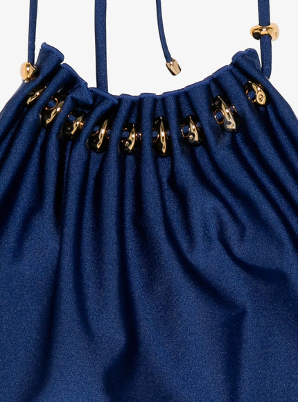 Zimmermann Aster One-Piece Swimsuit In Shiny Nylon With Bead Detail