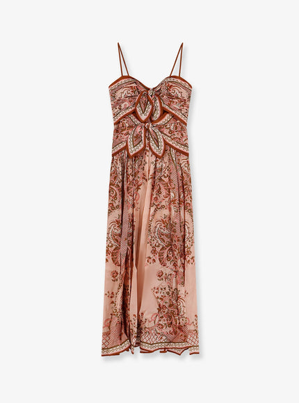 Zimmermann Aster Scarf Silk Dress Pinkpaisley