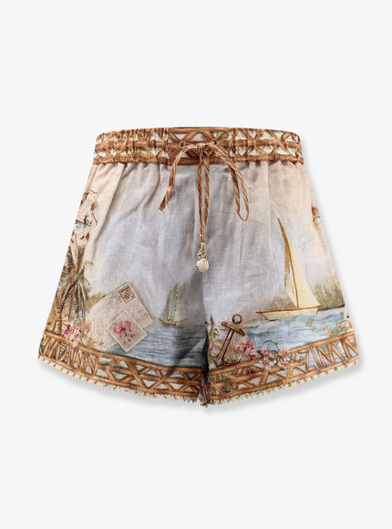 Zimmermann Mahon Multicolor Linen Shorts Multicolor