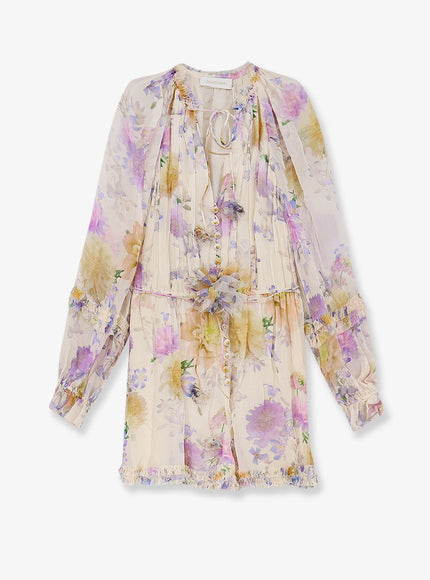 Zimmermann Luna Multicolor Viscose Jumpsuit Cream