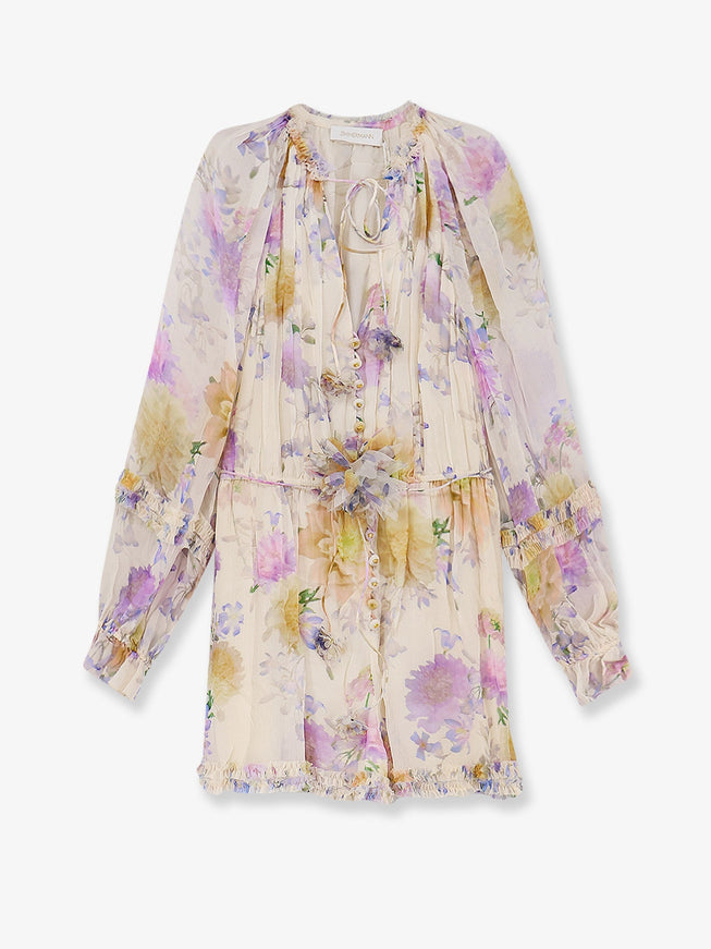 Zimmermann Luna Multicolor Viscose Jumpsuit Cream