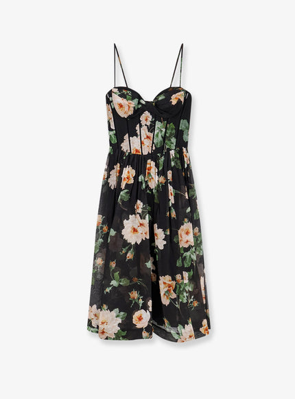 Zimmermann Luna Corset Linen And Silk Dress Blackrose