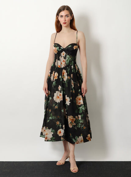 Zimmermann Luna Corset Linen And Silk Dress