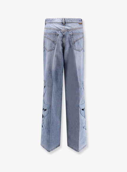 Zimmermann Alchemy Applique Relaxed Flare Blue Denim Jeans