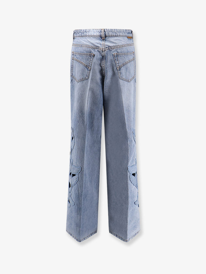 Zimmermann Alchemy Applique Relaxed Flare Blue Denim Jeans