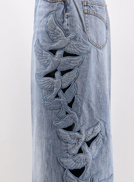 Zimmermann Alchemy Applique Relaxed Flare Blue Denim Jeans