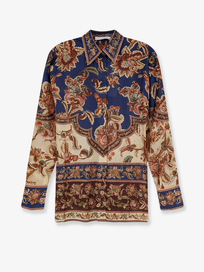 Zimmermann Aster Relaxed Fit Shirt Navy Jacobean