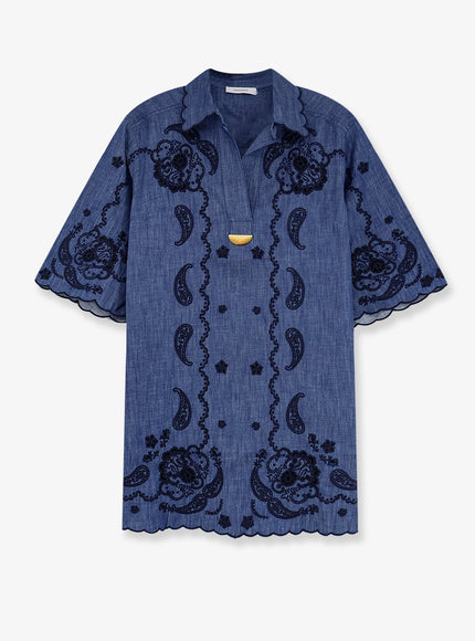 Zimmermann Aster Denim Mini Dress Railwayblue