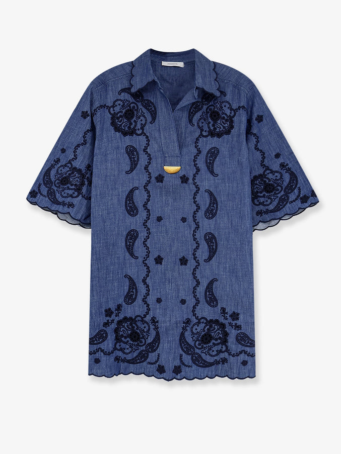 Zimmermann Aster Denim Mini Dress Railwayblue