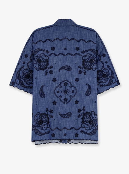 Zimmermann Aster Denim Shirt With All-Over Contrasting Embroidery