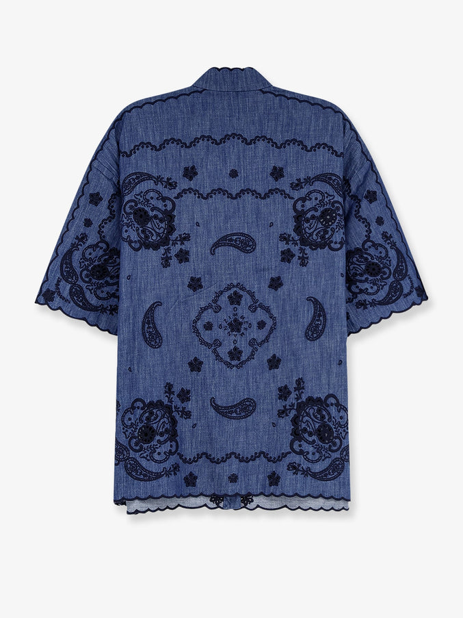 Zimmermann Aster Denim Shirt With All-Over Contrasting Embroidery
