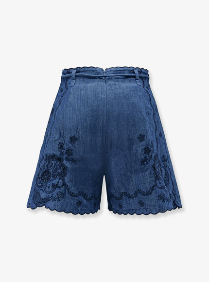 Zimmermann Aster Embroidered Denim Shorts