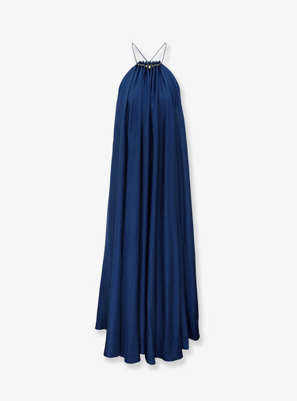Zimmermann Aster Long Silk Dress Darkcobalt