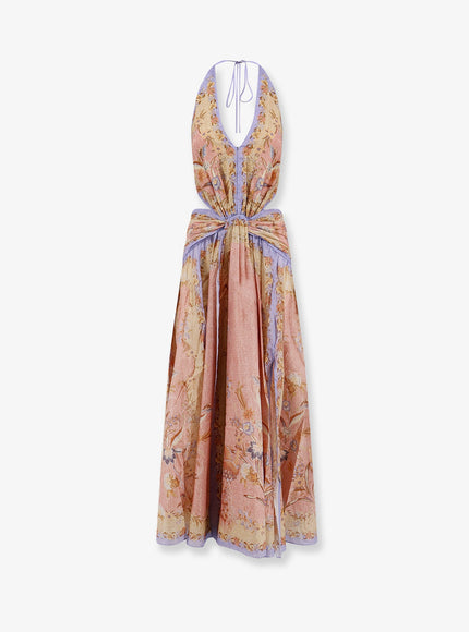 Zimmermann Indra Cotton And Silk Long Dress Pink