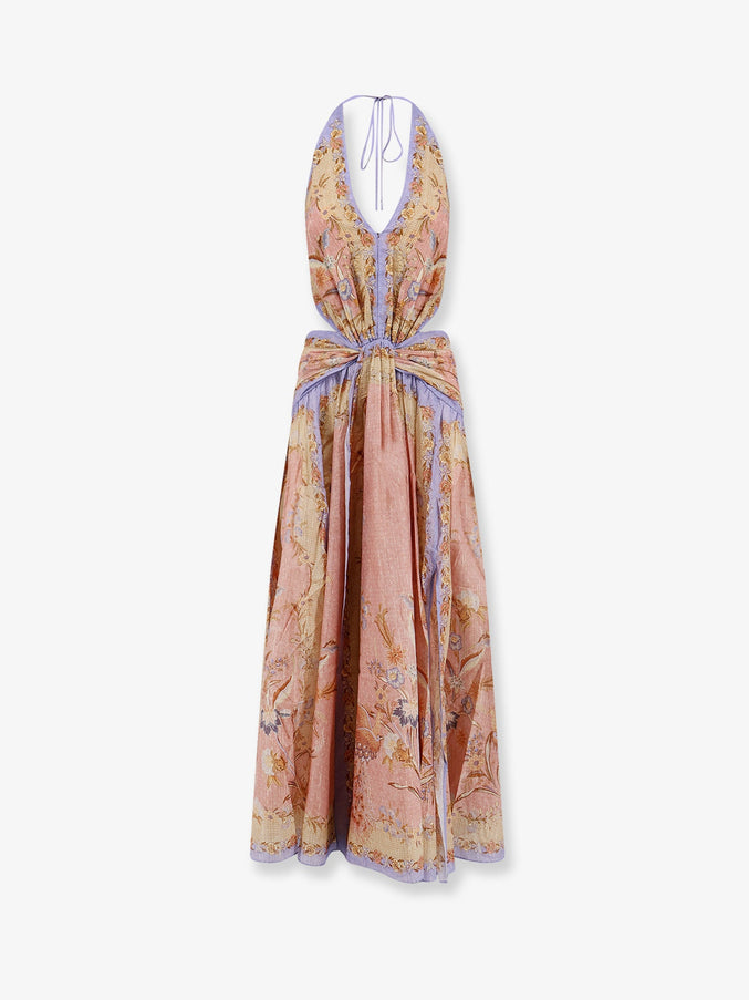Zimmermann Indra Cotton And Silk Long Dress Pink
