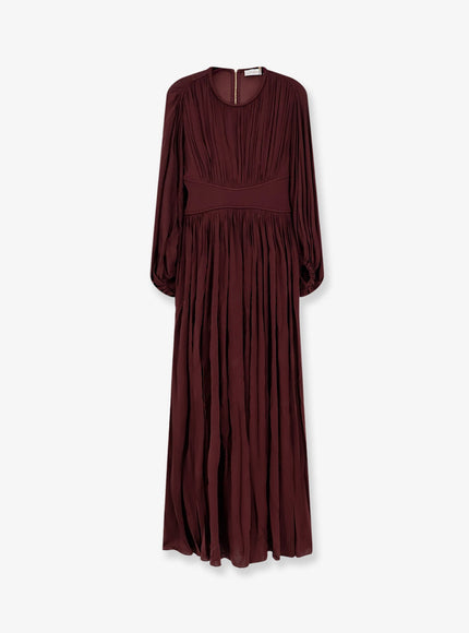 Zimmermann Luna Billow Stretch Viscose Long Dress Mahogany