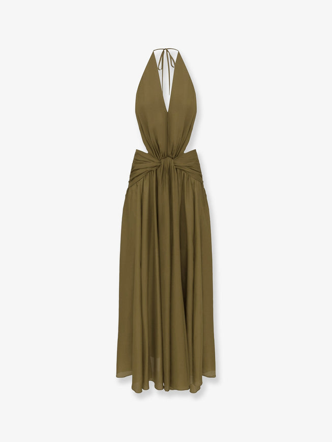 Zimmermann Indra Silk Dress Olive