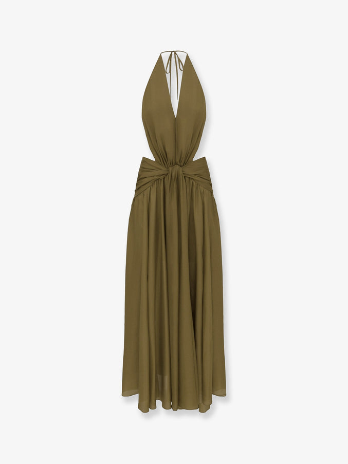 Zimmermann Indra Silk Dress Olive