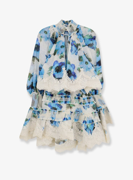Zimmermann Alchemy Shirred Mini Dress Bluepoppy