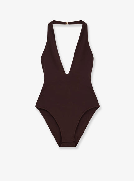 Zimmermann Luna Halter Bodysuit Chocolate