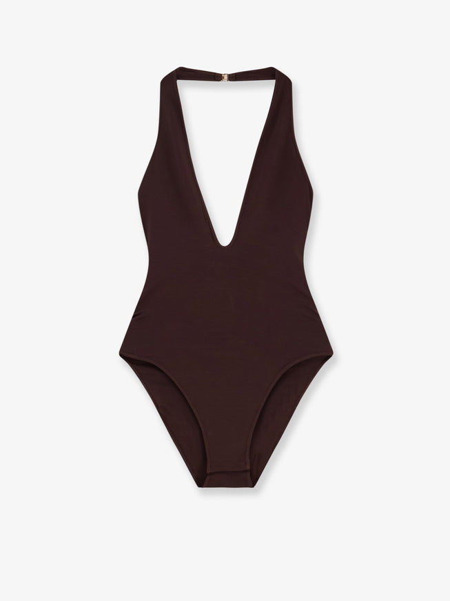 Zimmermann Luna Halter Bodysuit Chocolate