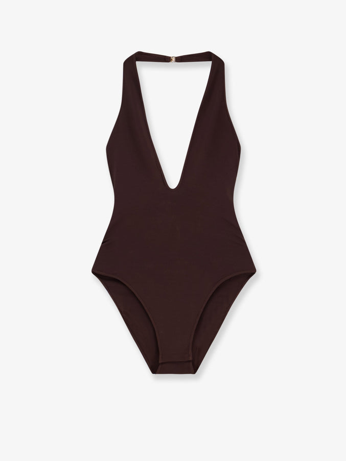 Zimmermann Luna Halter Bodysuit Chocolate