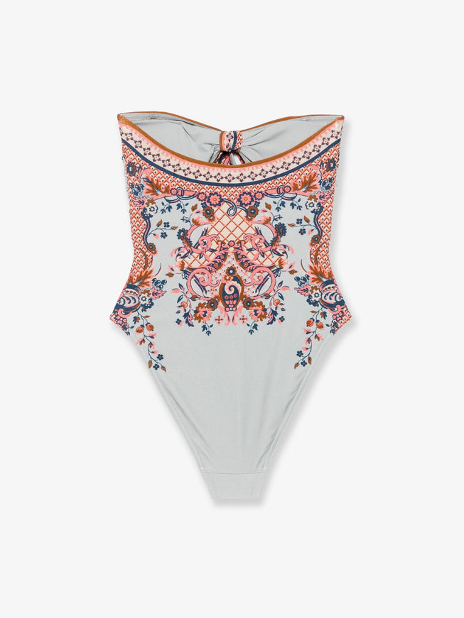 Zimmermann Aster One-Piece Shiny Nylon Swimsuit With Paisley Print