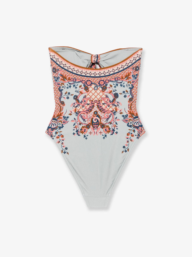 Zimmermann Aster One-Piece Shiny Nylon Swimsuit With Paisley Print