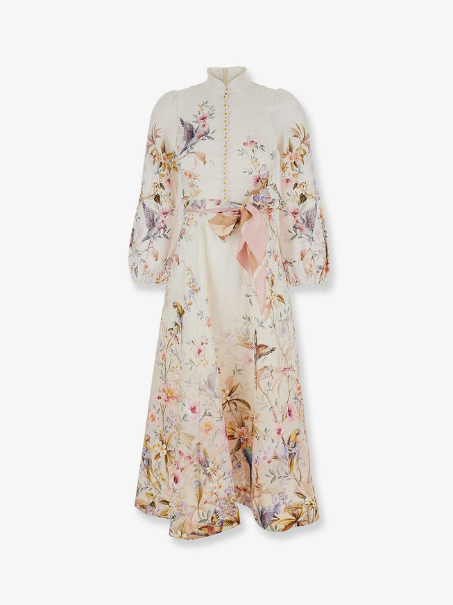 Zimmermann Rebellion Linen Long Dress Cream Aviary