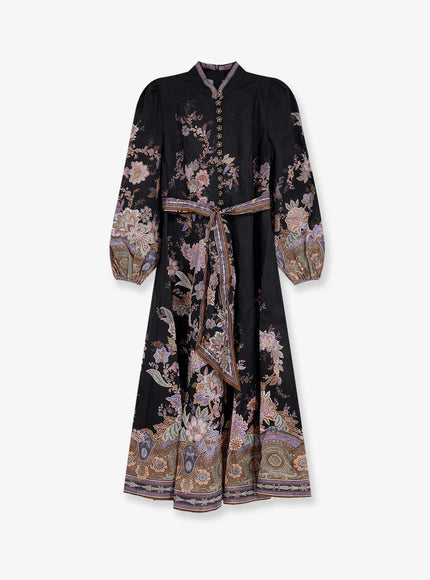 Zimmermann Luna Button Linen Dress Midnight