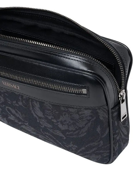 Versace Men's Jacquard Logo Zipped Pouch