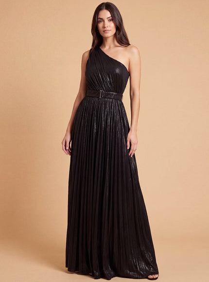 Lara New York One Shoulder Metallic Dress