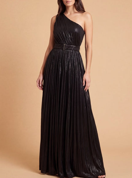 Lara New York One Shoulder Metallic Dress