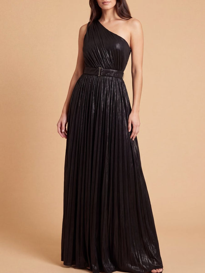 Lara New York One Shoulder Metallic Dress