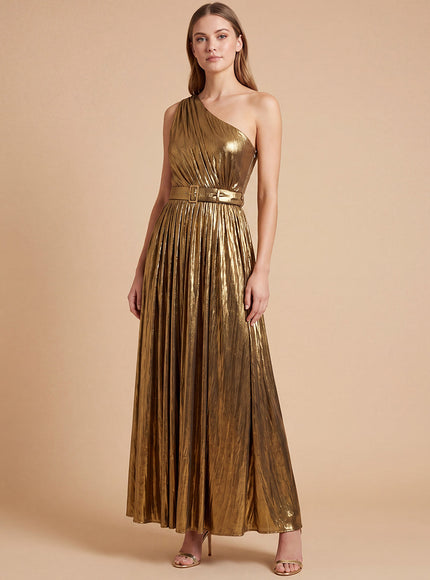 Lara New York One Shoulder Metallic Dress