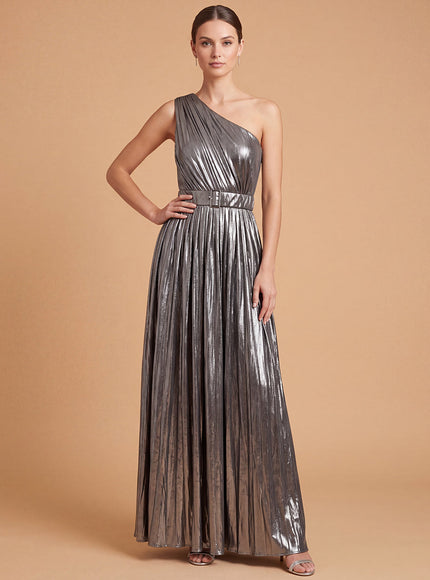 Lara New York One Shoulder Metallic Dress